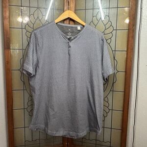 Con.Struct Men's Short Sleeve Lightweight Taupe Printed Henley Shirt 4 Size L